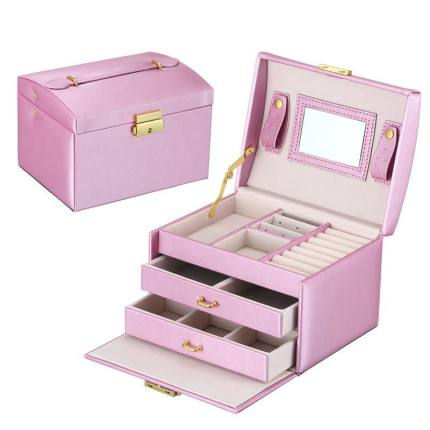 Thumbnail: Large leather travel Organizer Box Jewelry Casket Makeup Storage and Organizer