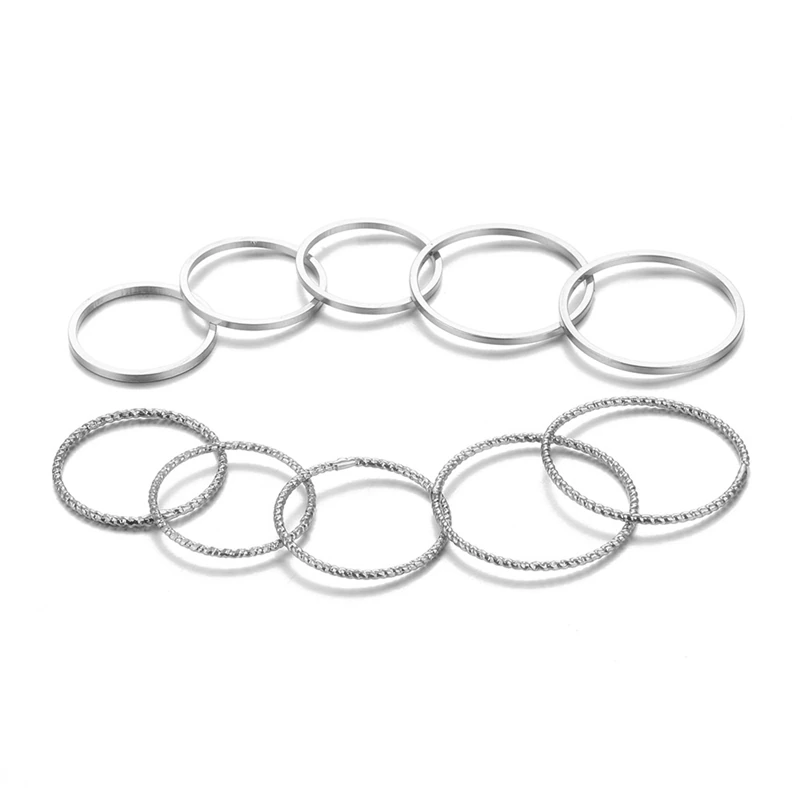 Miniatura: Gold Round Geometric Ring Set Cross, Twist, Open Ring, Joint Ring