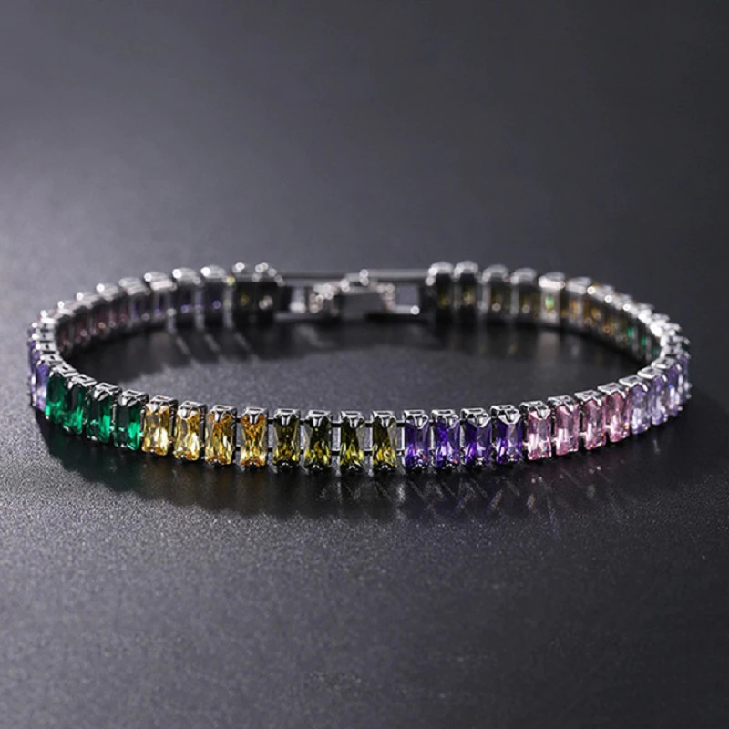 Miniatura: 4mm Cubic Zirconia Bracelet Iced Out Chain Gold/Silver Color