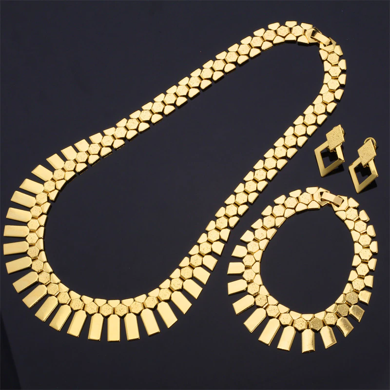 Thumbnail: Chunky Chain Necklace Bracelet Earrings Set Gold/Silver