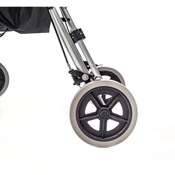 Miniatură: Rolator pliabil din aluminiu cu 4 roti GIGAS Kid Man, cu sezut, cos de depozitar