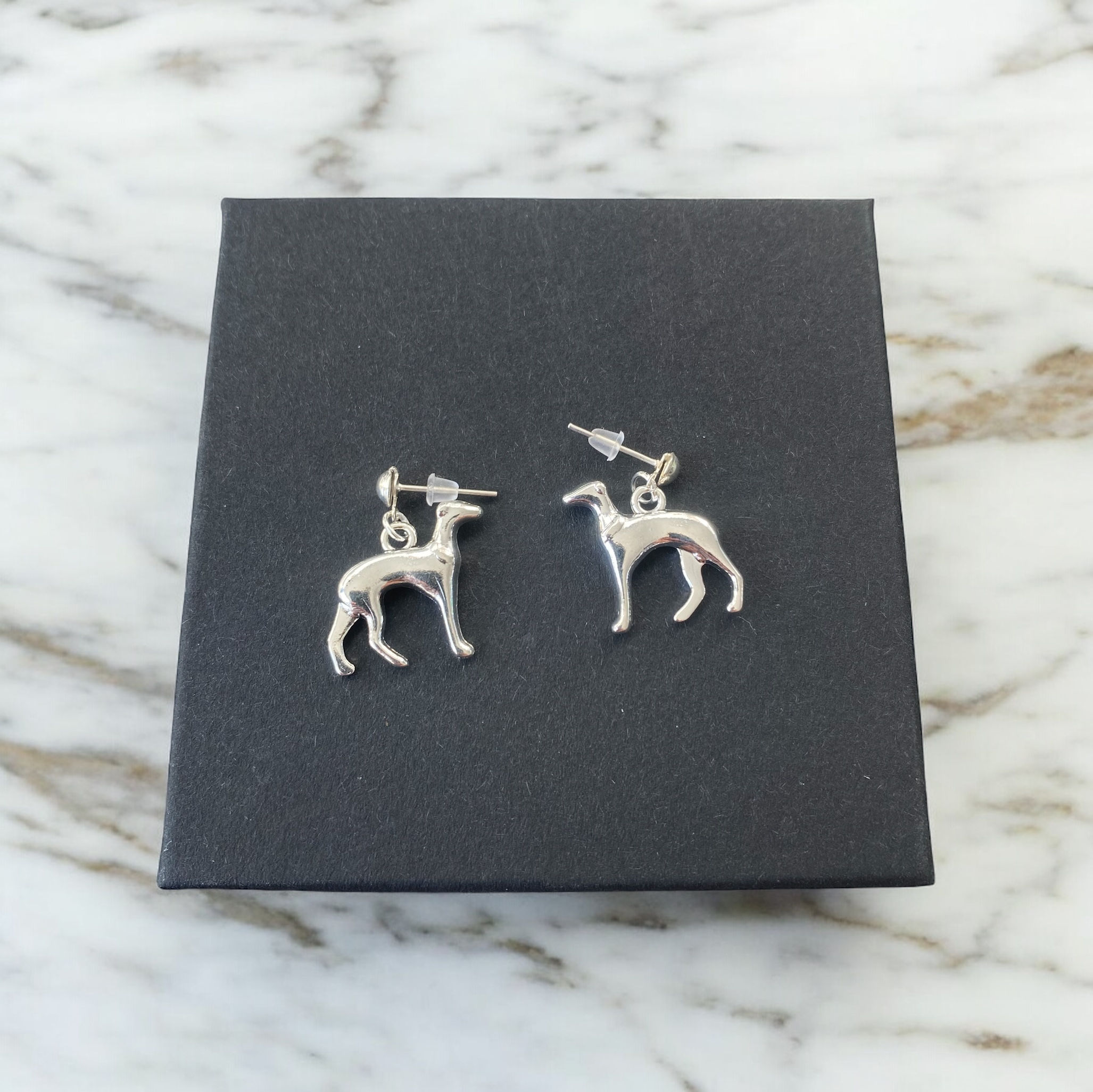 Silver Greyhound Earrings 