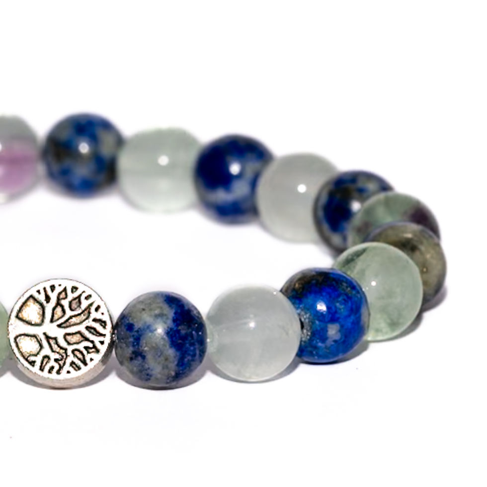 Karmic Freedom Fusion Bracelet with Fluorite and Lapis Lazuli for spiritual and emotional healing