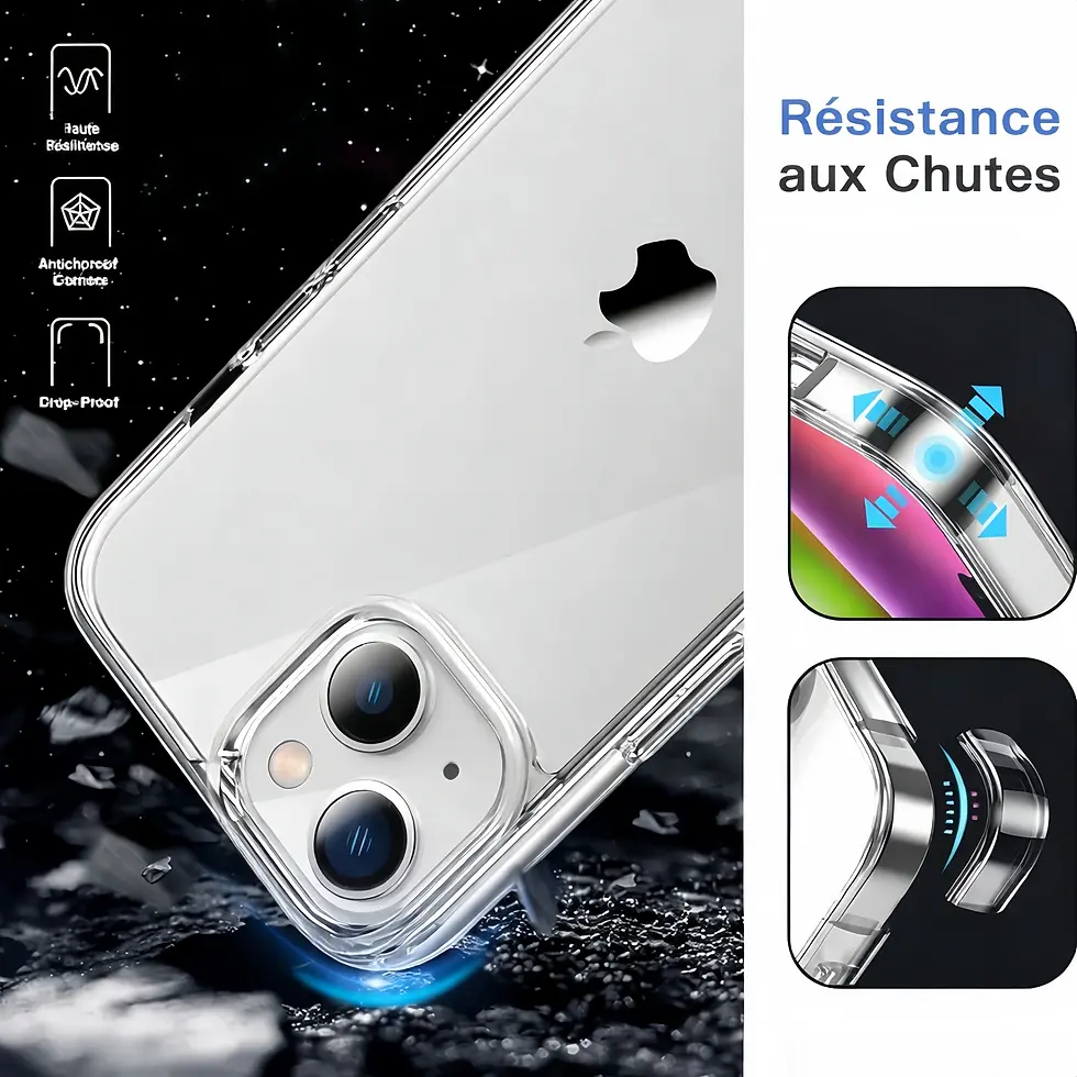 Thumbnail: Coque transparente iphone 14 antichoc avec coins renforcés pour une résistance optimale aux chutes