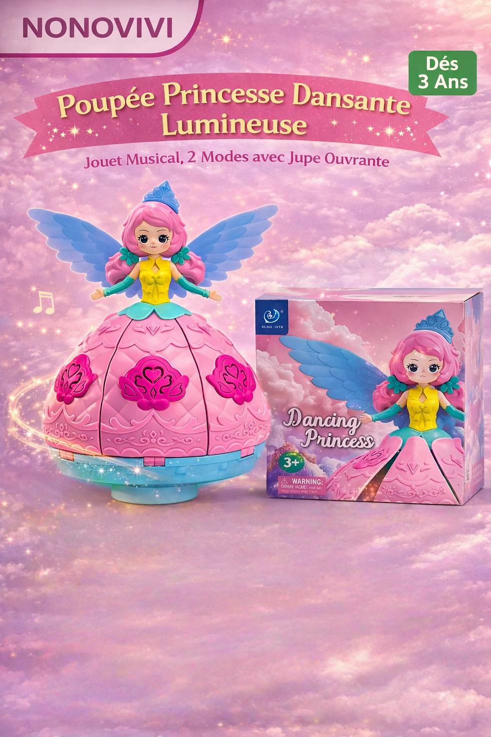 poupée princesse électrique lumineuse avec robe transformable et effets musicaux jouet enfant