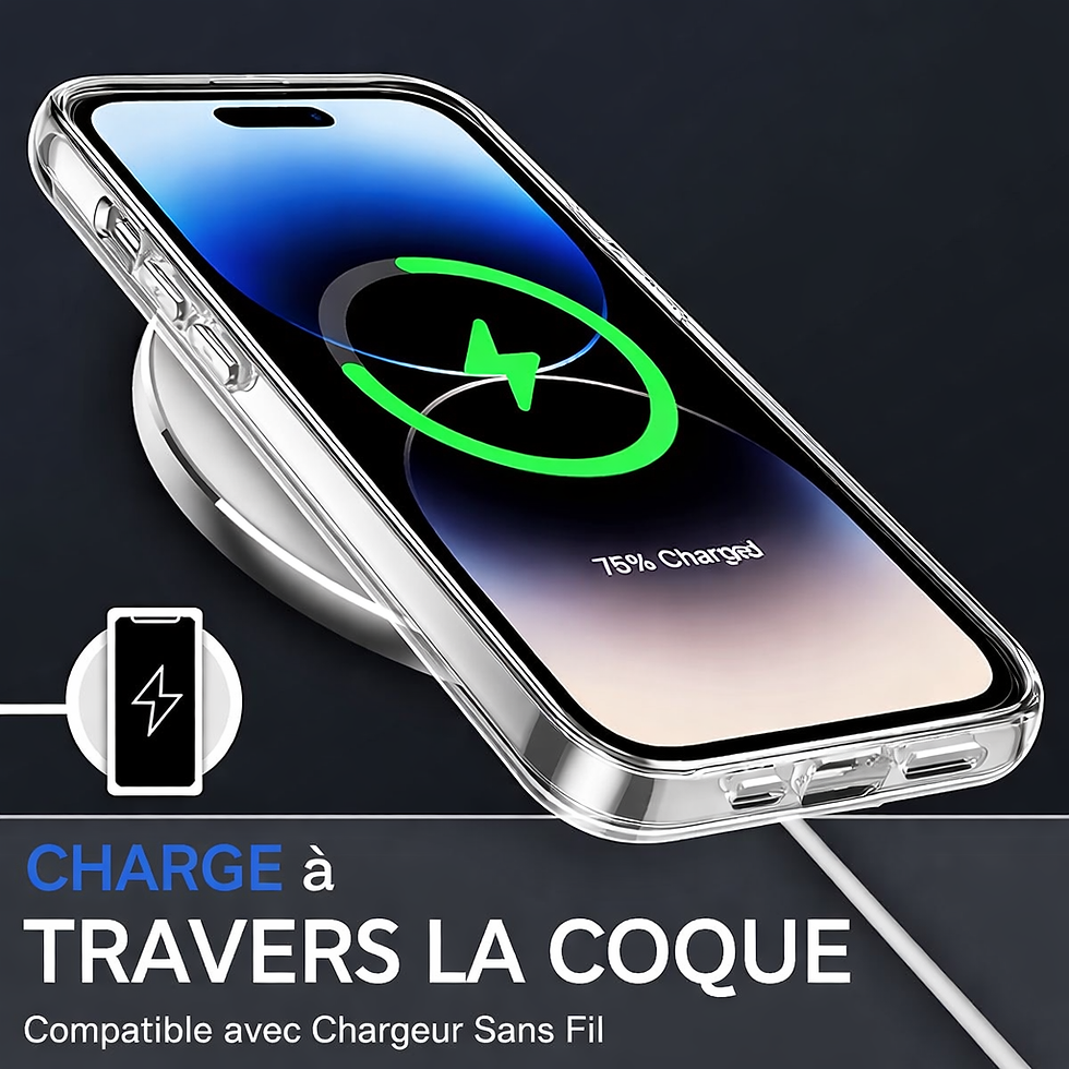 Thumbnail: Coque transparente compatible iphone 14 pro  avec la recharge sans fil