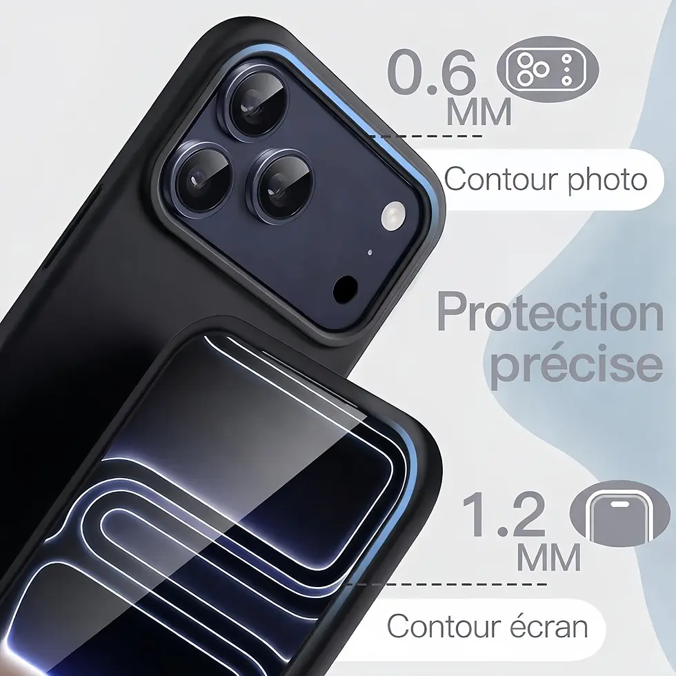 Miniature : coque noir iphone 17 promax protection précise bords surélevés écran appareil photo antichoc