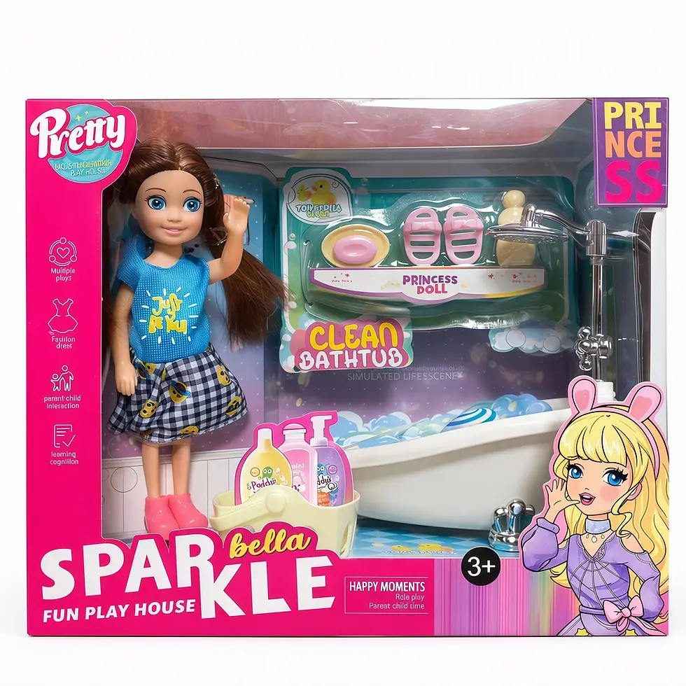 Poupée princesse avec baignoire et accessoires – coffret salle de bain fille 3+