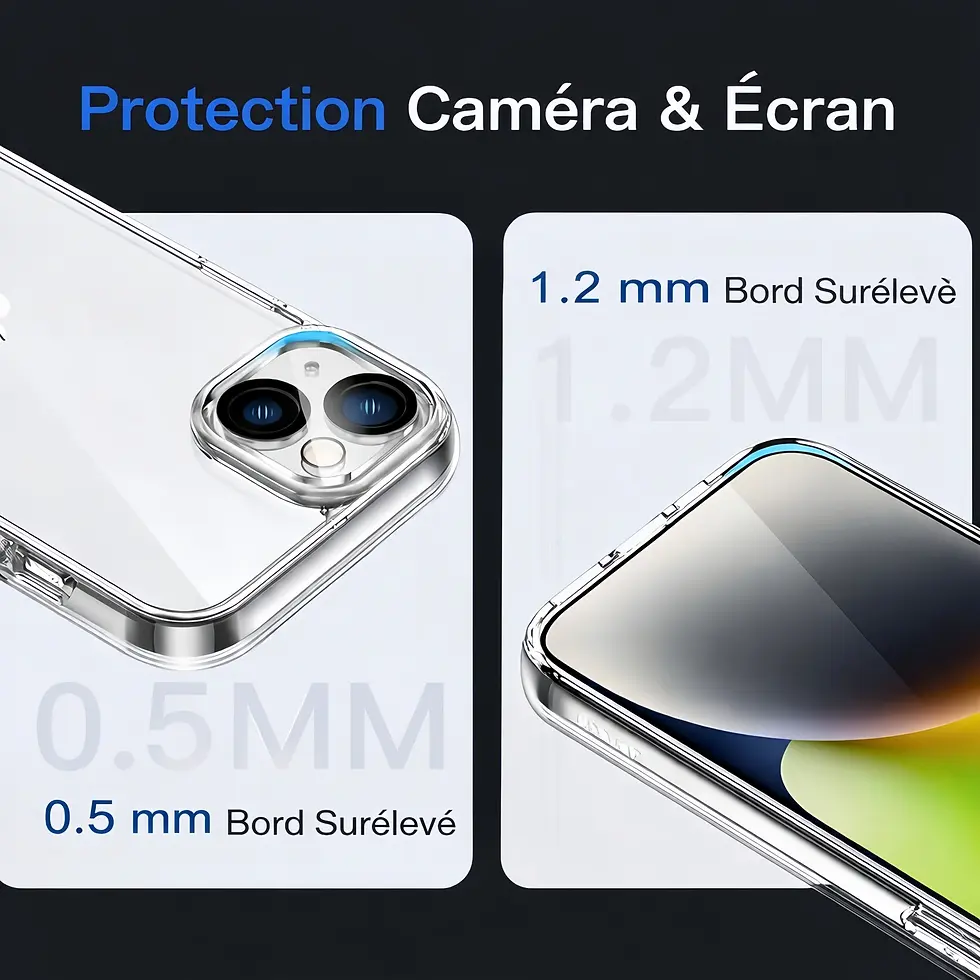 Thumbnail: Coque transparente iphone 14 avec bords surélevés pour protéger l’écran et la caméra contre les rayures