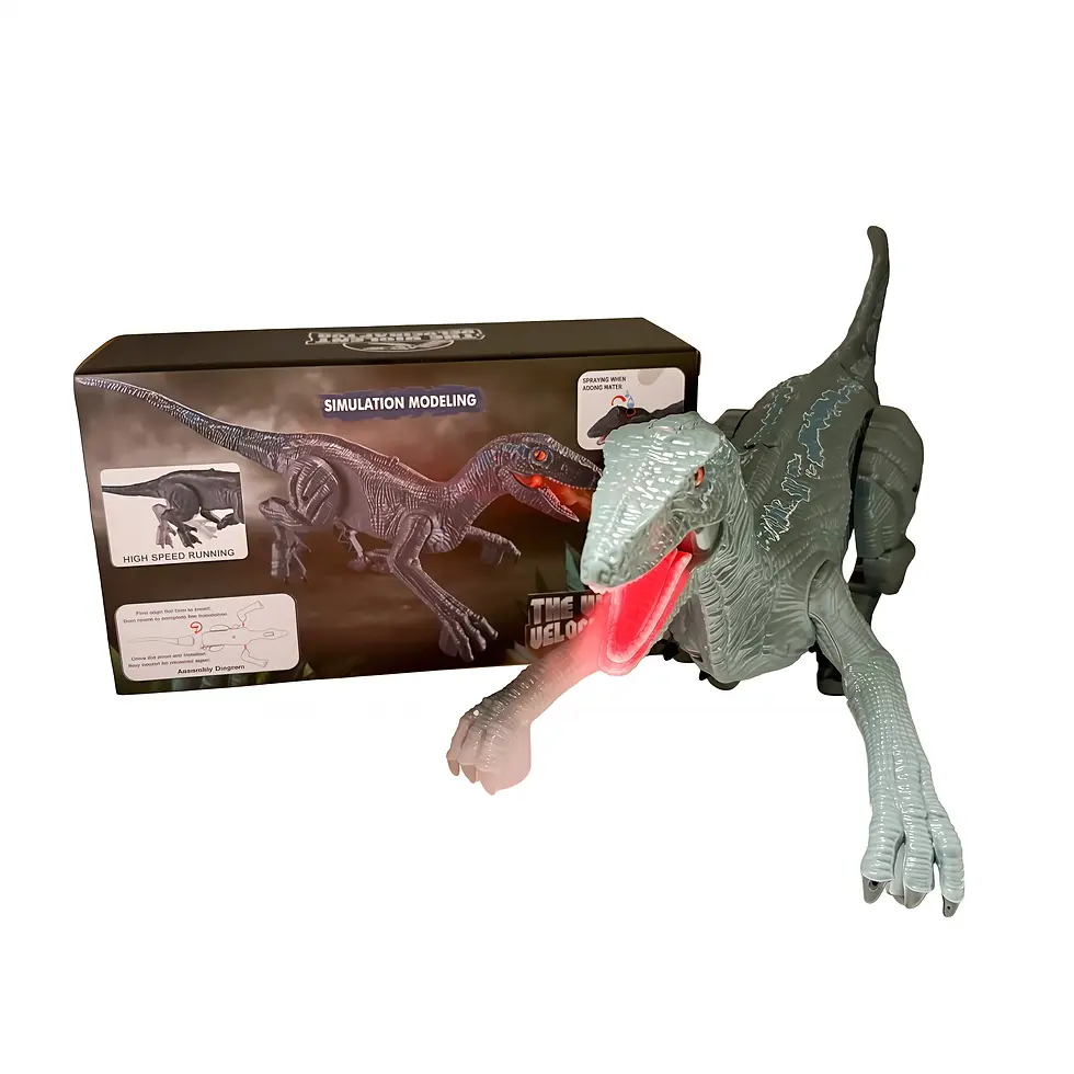 Dinosaure jouet électrique avec effet brume et lumière rouge, jouet interactif réaliste pour enfants sans piles incluses