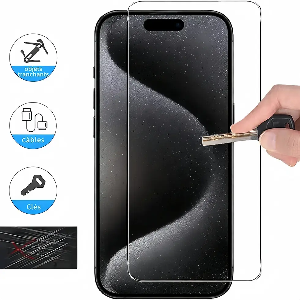 Thumbnail: verre trempé iPhone 16 pro protection écran résistance rayures clés objets tranchants