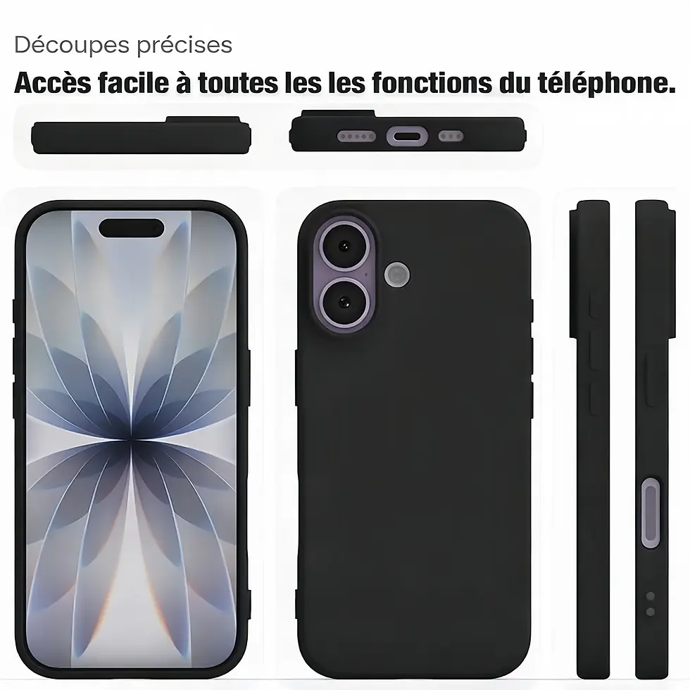 Miniature : coque noir iphone 17 découpes précises accès facile boutons ports protection complète