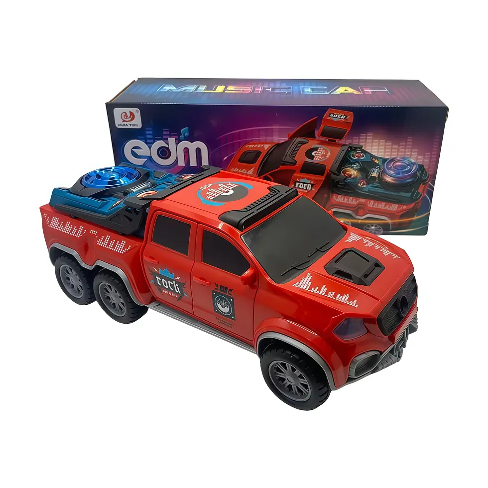 Pick-up jouet 6x6 avec lumières LED et sons, voiture enfant rotation 360 degrés fonctionne avec 3 piles AA