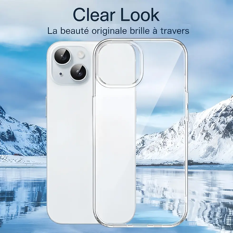 Miniature : coque transparente iphone 15 plus design clair haute transparence met en valeur téléphone anti jaunissement protection fine é