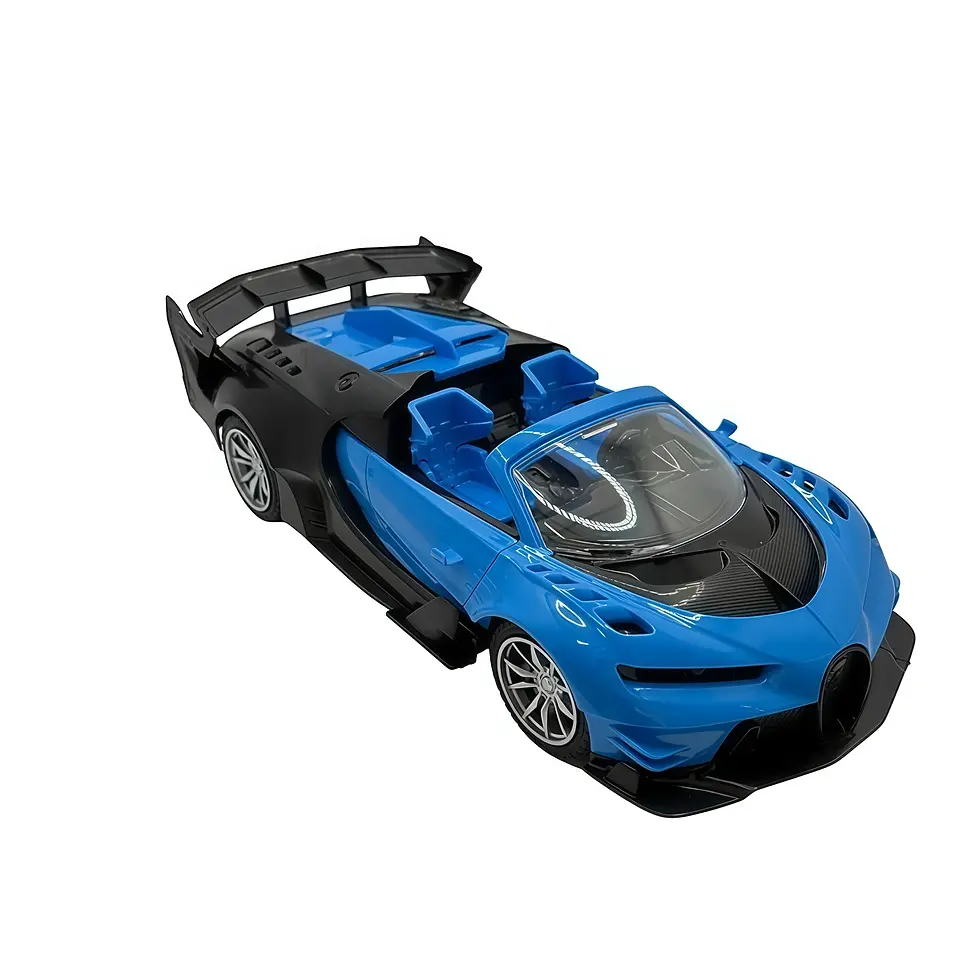 Thumbnail: Voiture de sport télécommandée enfant bleue et noire avec télécommande 27 MHz, jouet RC interactif sans piles incluses