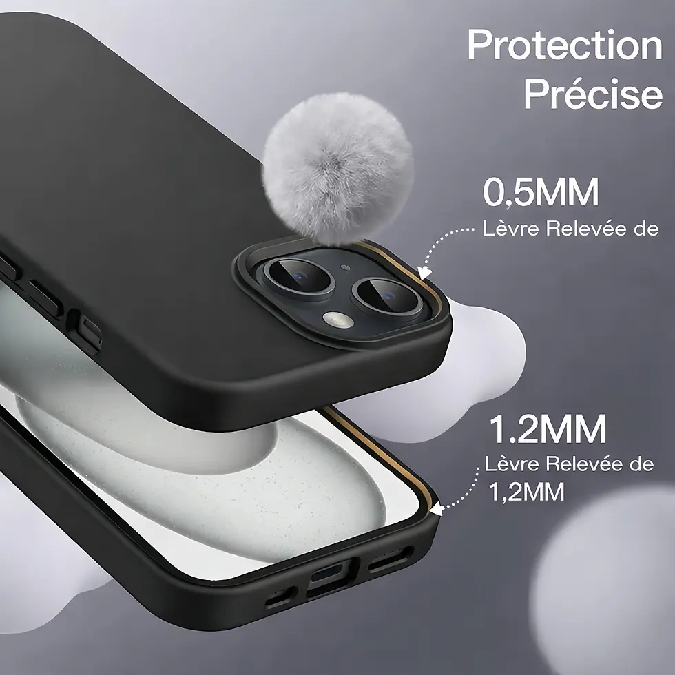 Thumbnail: Coque noir iphone 15 avec protection précise, bords surélevés pour écran et caméra.