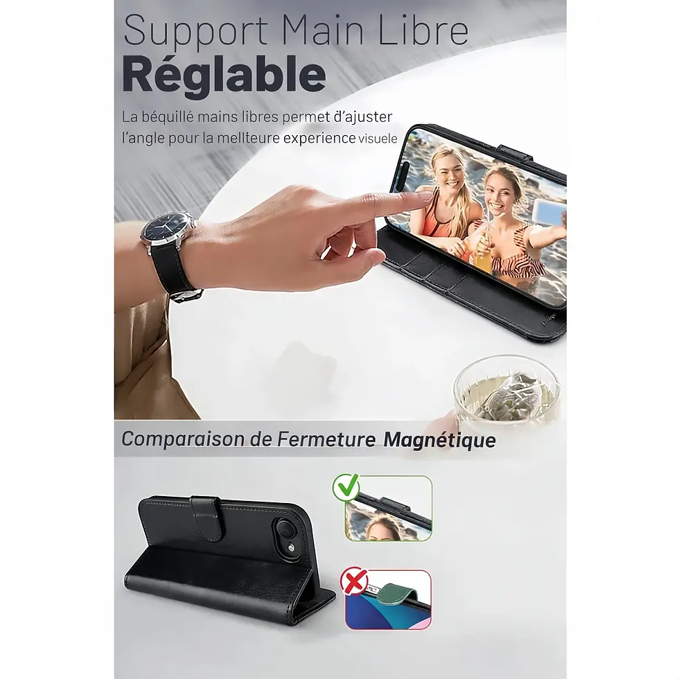 Thumbnail: Étui iPhone 16e avec support réglable mains libres et fermeture magnétique améliorée
