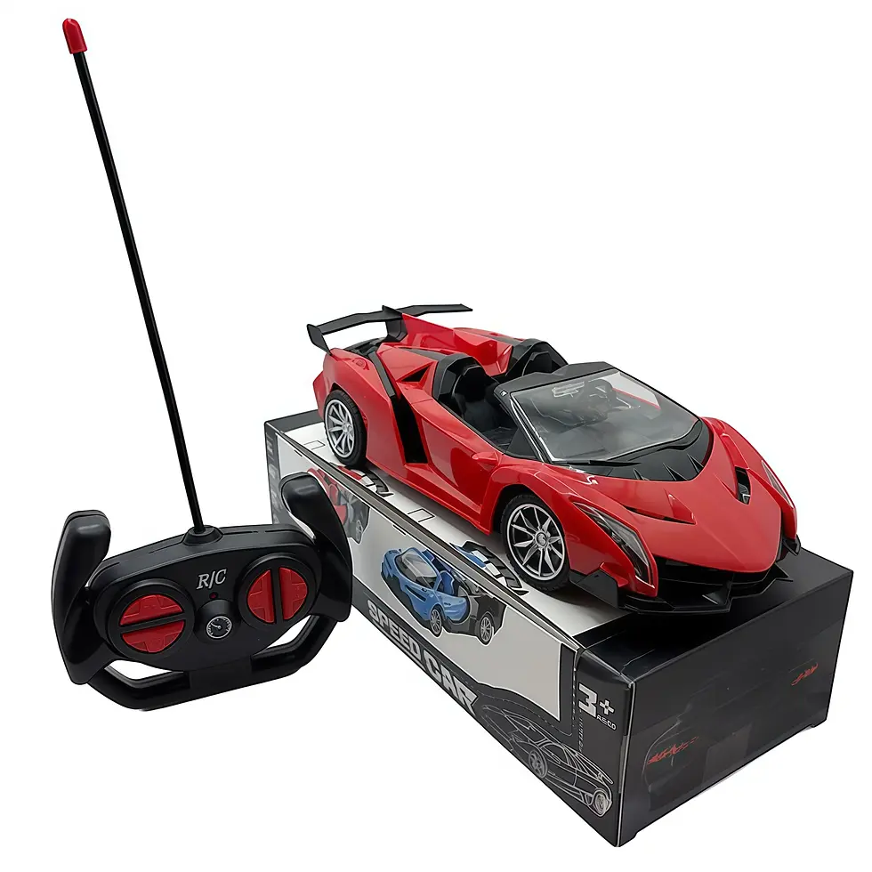 Voiture télécommandée enfant rouge style racing avec télécommande, jouet interactif facile à utiliser sans piles incluses