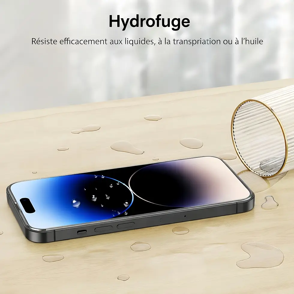 Thumbnail: verre trempé iPhone 14 plus hydrofuge anti traces eau huile protection écran