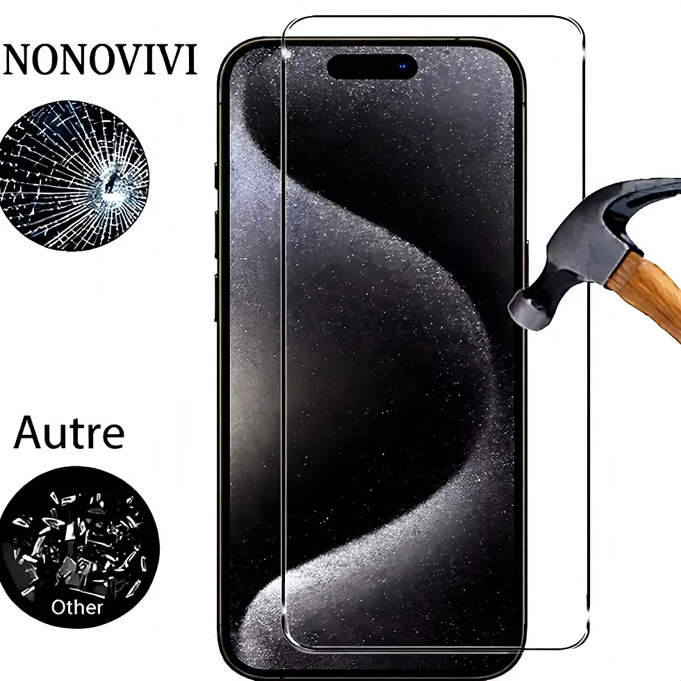 Thumbnail: verre trempé iPhone 15 promax NONOVIVI anti-choc test marteau vs autres
