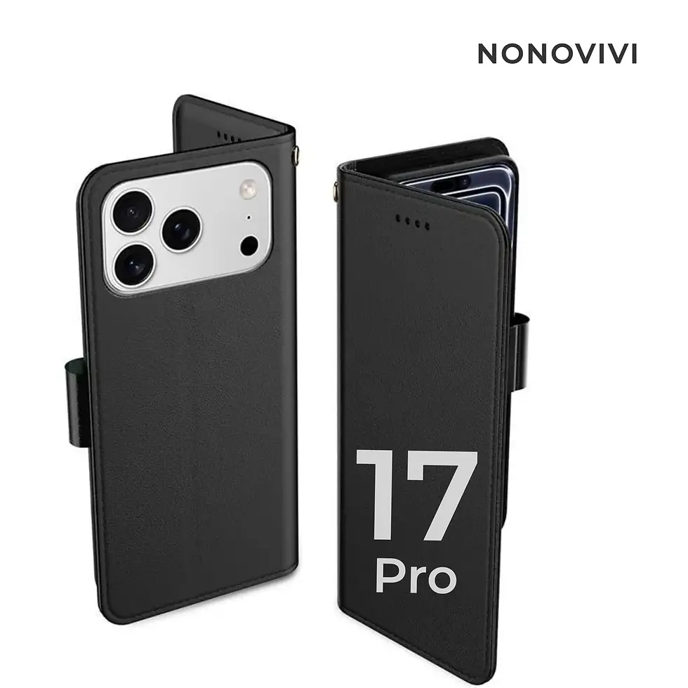coque etui noir portefeuille iphone17 pro