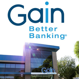 logo and storefront of the Gain FCU in Burbank, California