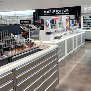 Beauty supplies and cosmetics on display at Naimie's Beauty