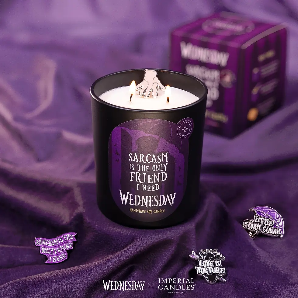 Miniature : Bougie de Luxe "Wednesday"+ Bijou Surprise ! "Sarcasm Is The Only Friend I Need"