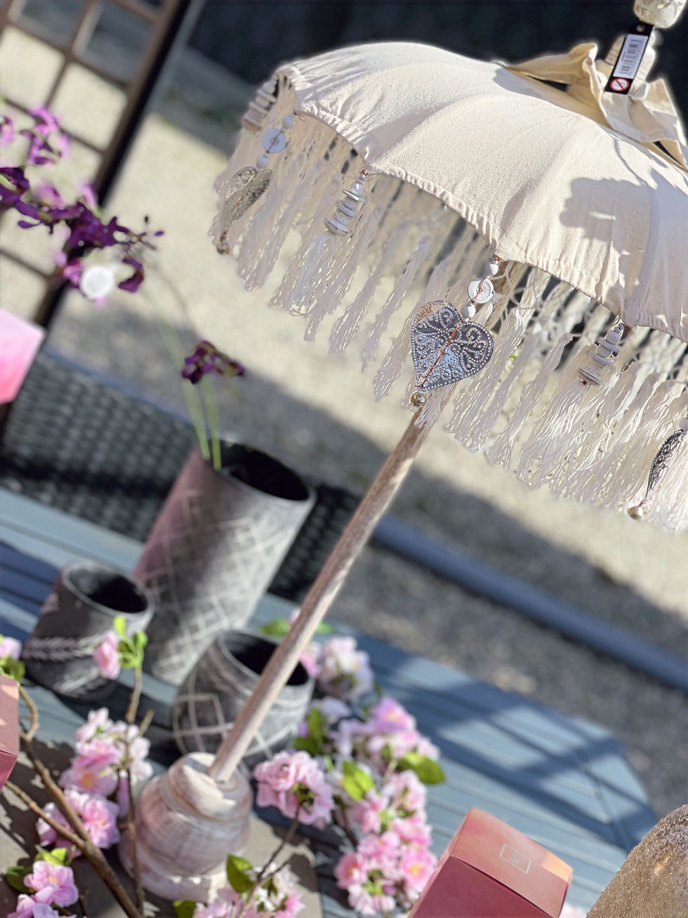 Miniature : Petit Parasol Bois Crème Small (90cm)