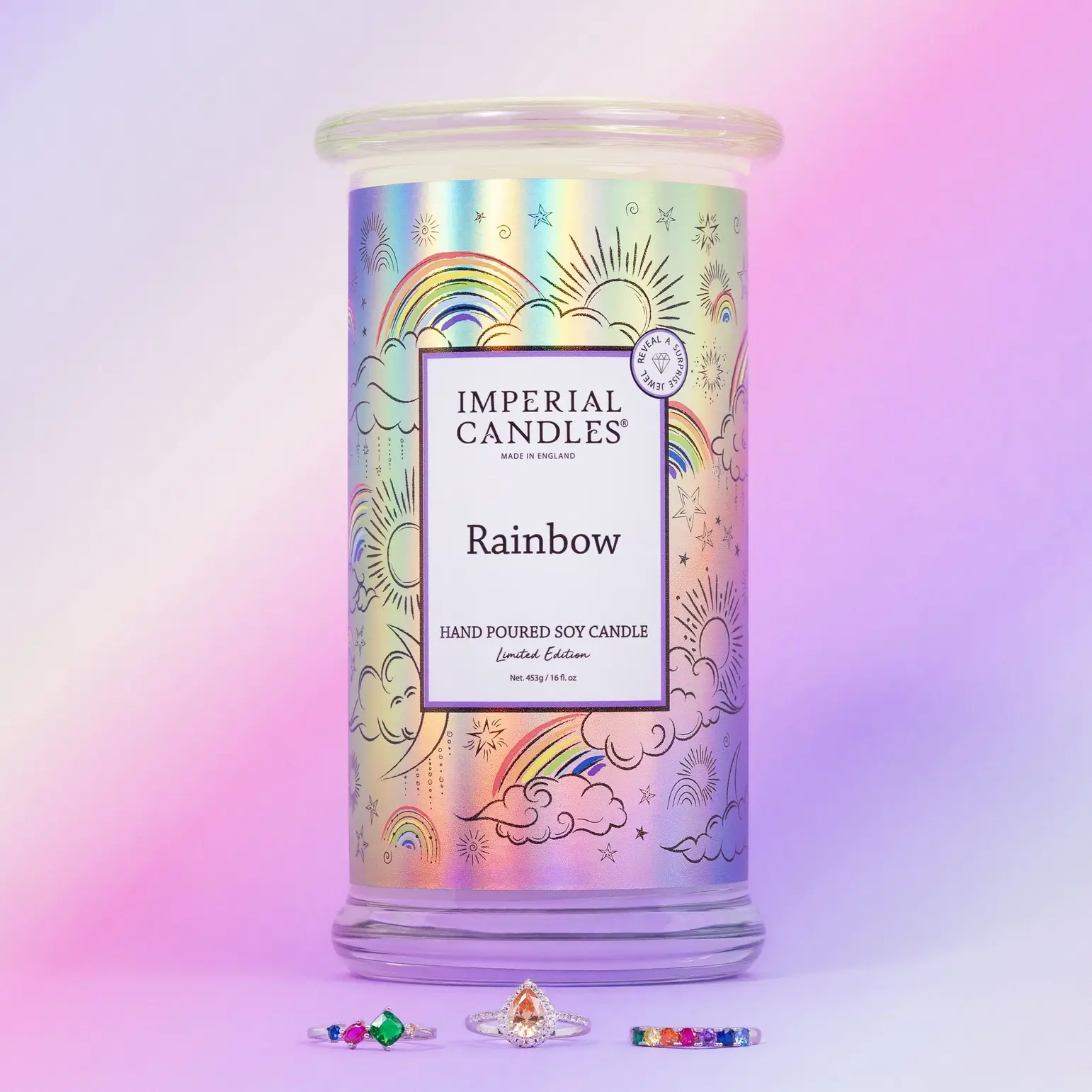 Bougie de Luxe à Bijoux "Arc-En-Ciel" + Bijou Surprise ! 💍