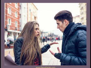 A woman passionately arguing with her partenr