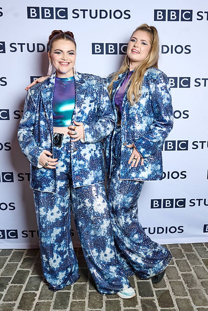 Chloe and Tabby, known as The Sugarcoated Sisters, attend the BBC Studios TalentWorks event. The award-winning musical comedy duo collaborate with BBC across radio and digital platforms.