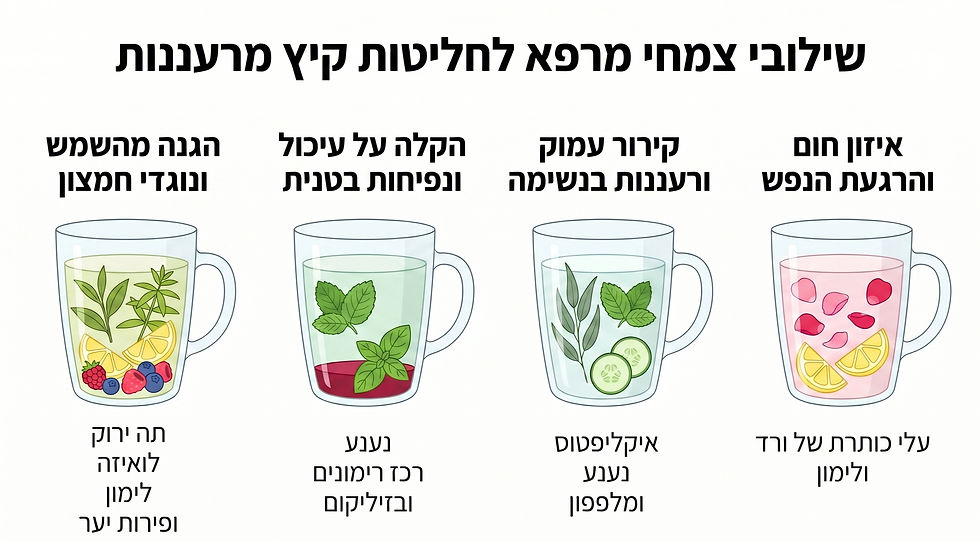 שילובים של צמחי מרפא למשקאות מרעננים ובריאים