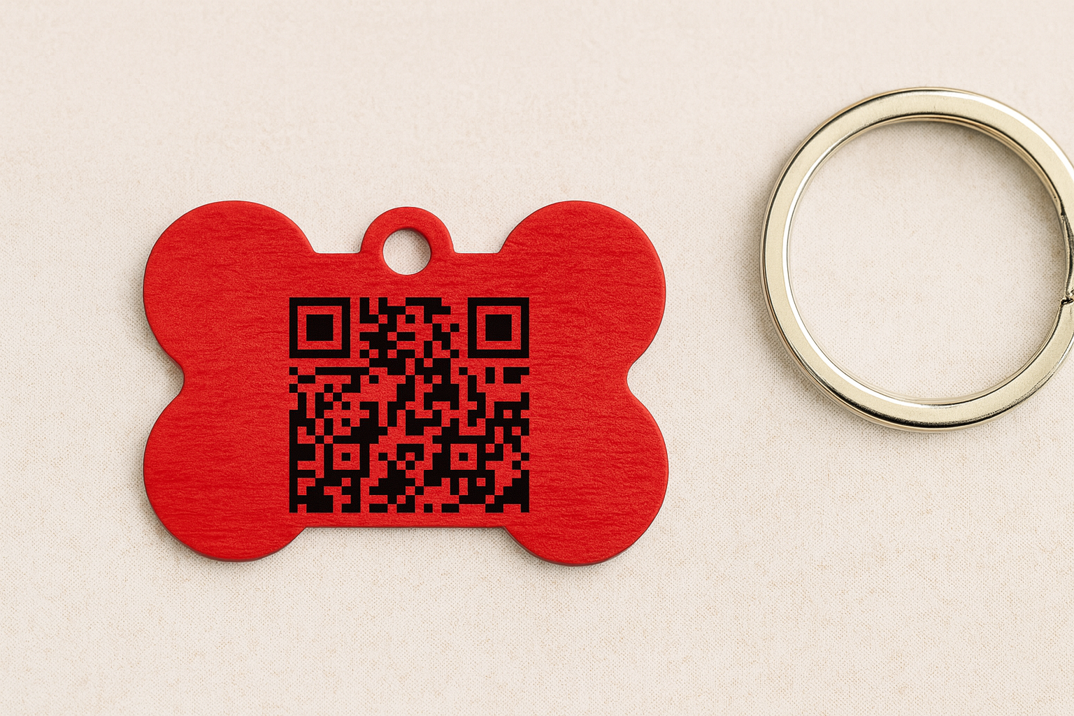 QR Pet Tag – Aluminium | Custom Engraved Pet ID | Bone shape