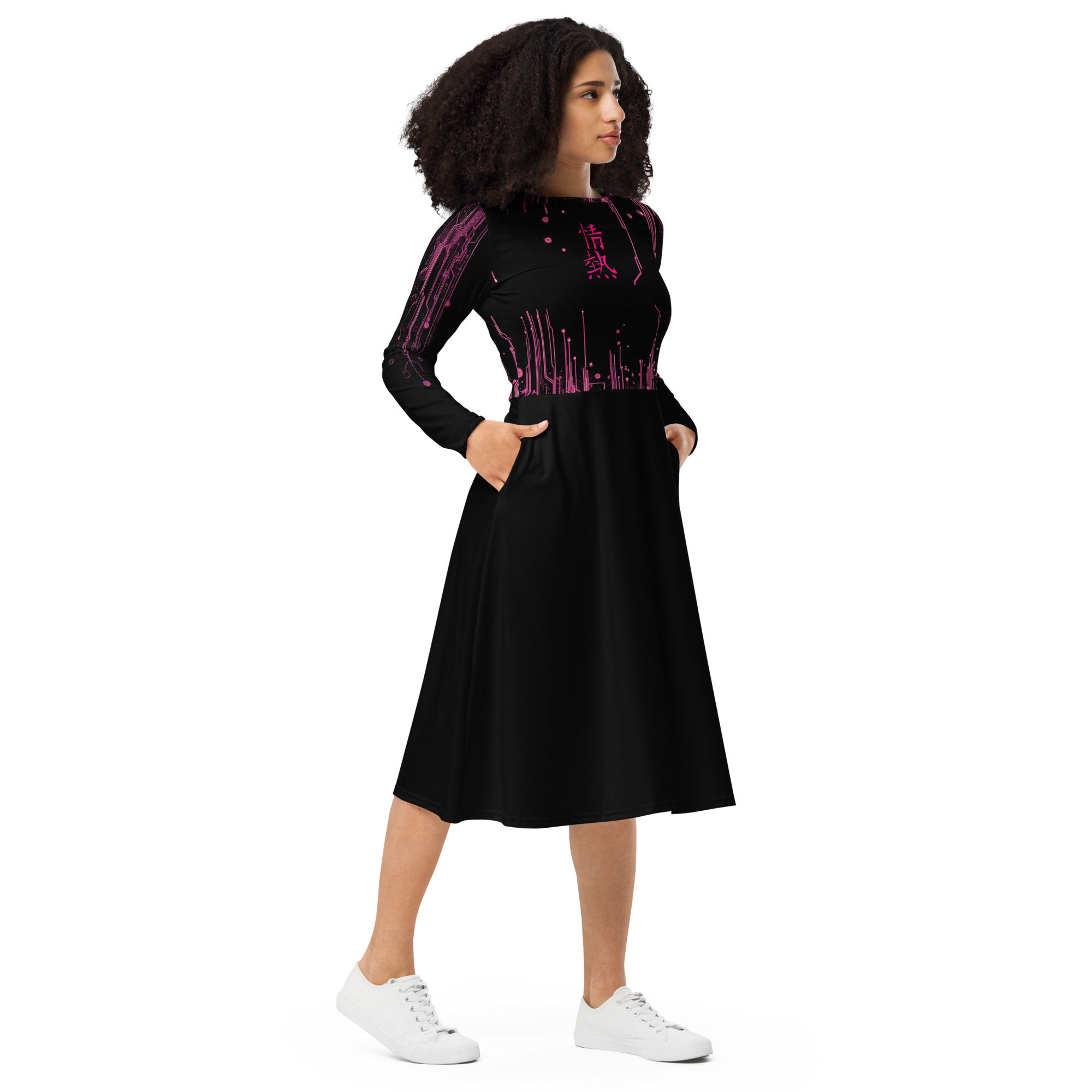 Cyber Geisha "Passion"  Long Sleeve Midi Dress