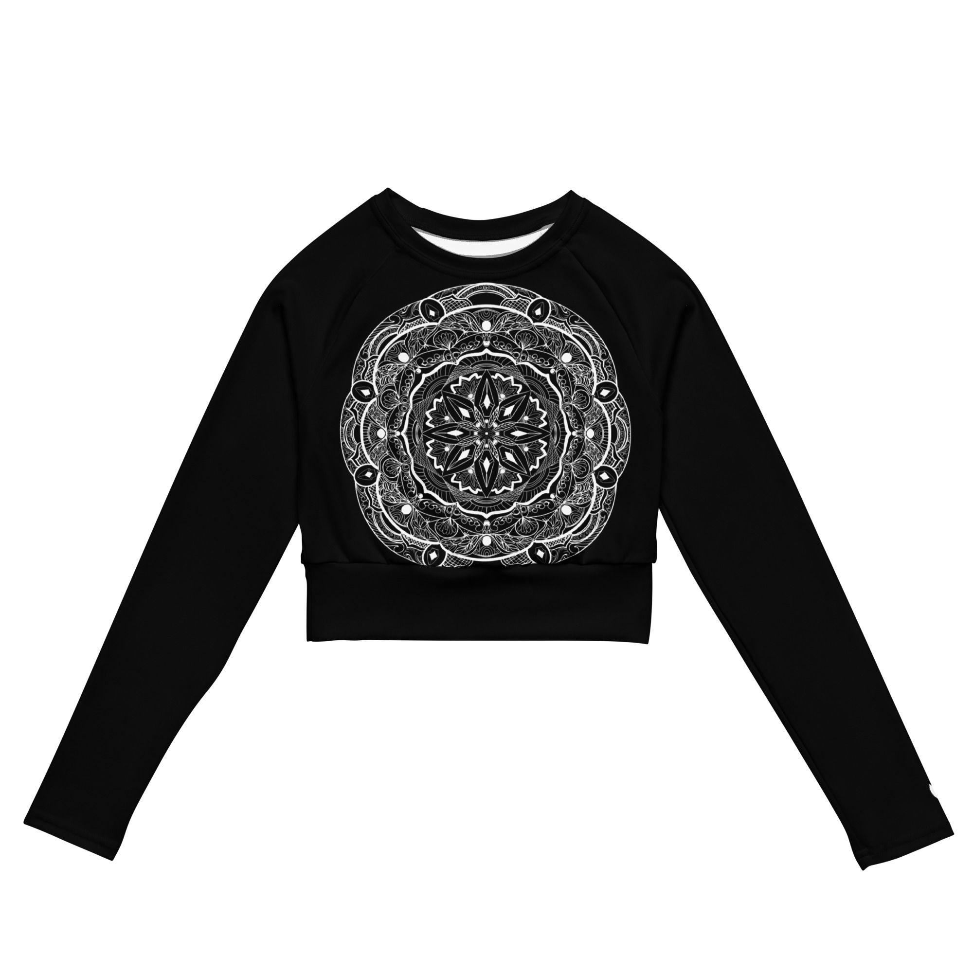 Zen Flower White Long-Sleeve Crop Top