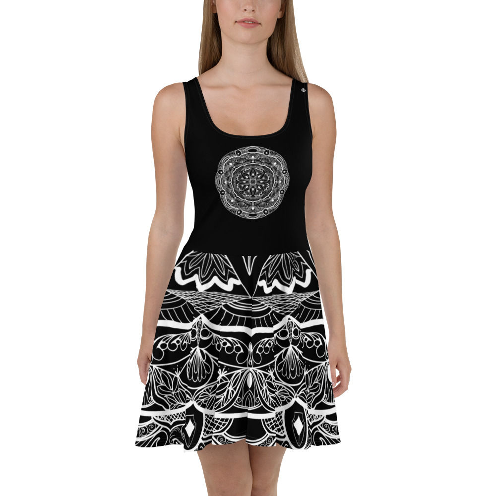 White Zen Flower Skater Dress