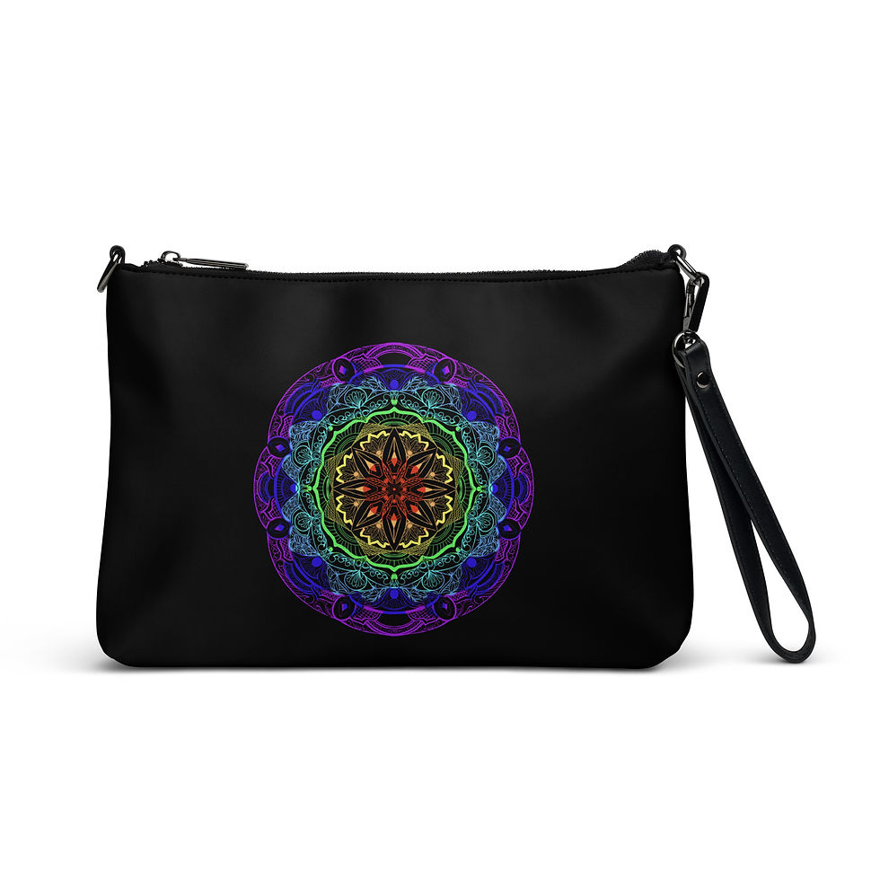 Rainbow Burst Zen Flower Crossbody Bag