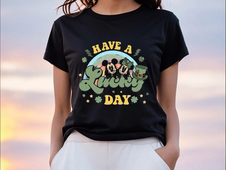 Disney Mickey Minnie Mouse Rainbow Have A Lucky Day St. Patricks Day T Shirt