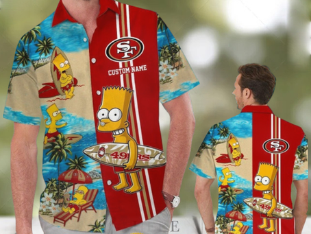 Custom Name NFL San Francisco 49ers Special Bart Simpson Tropical Hawaiian Shirt