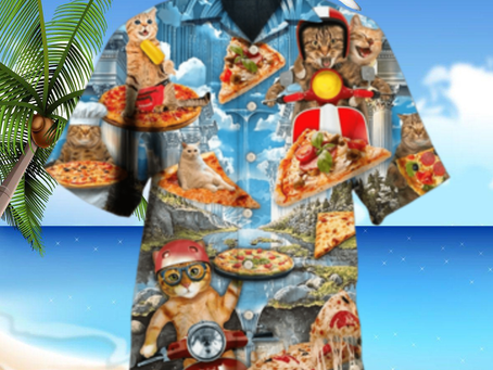 Cat Pizza Cat Funny Style Hawaiian Shirt