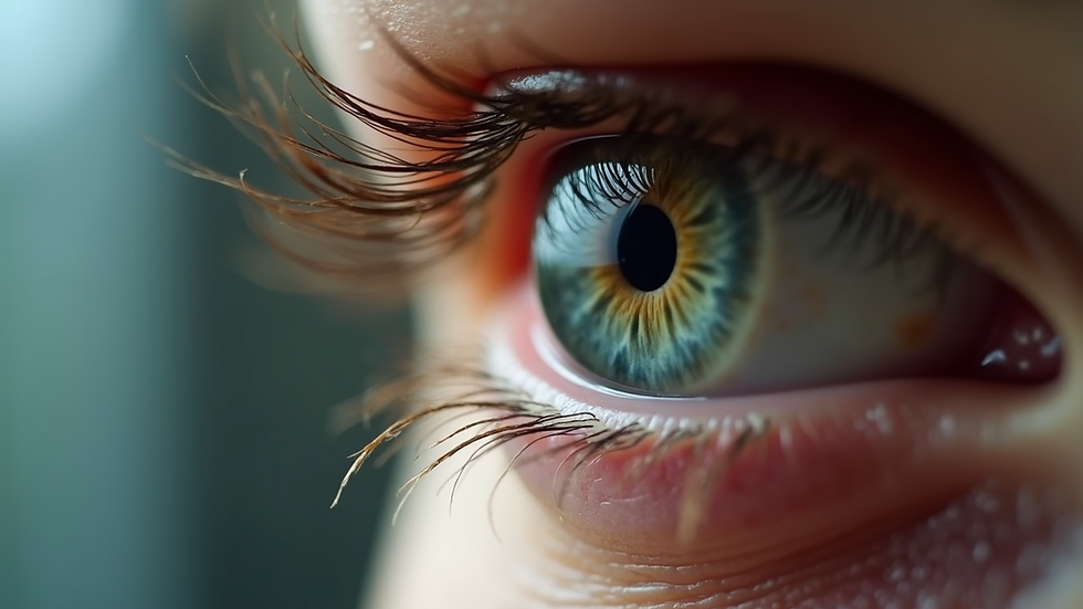 Close-up view of an eye with visible dryness and redness