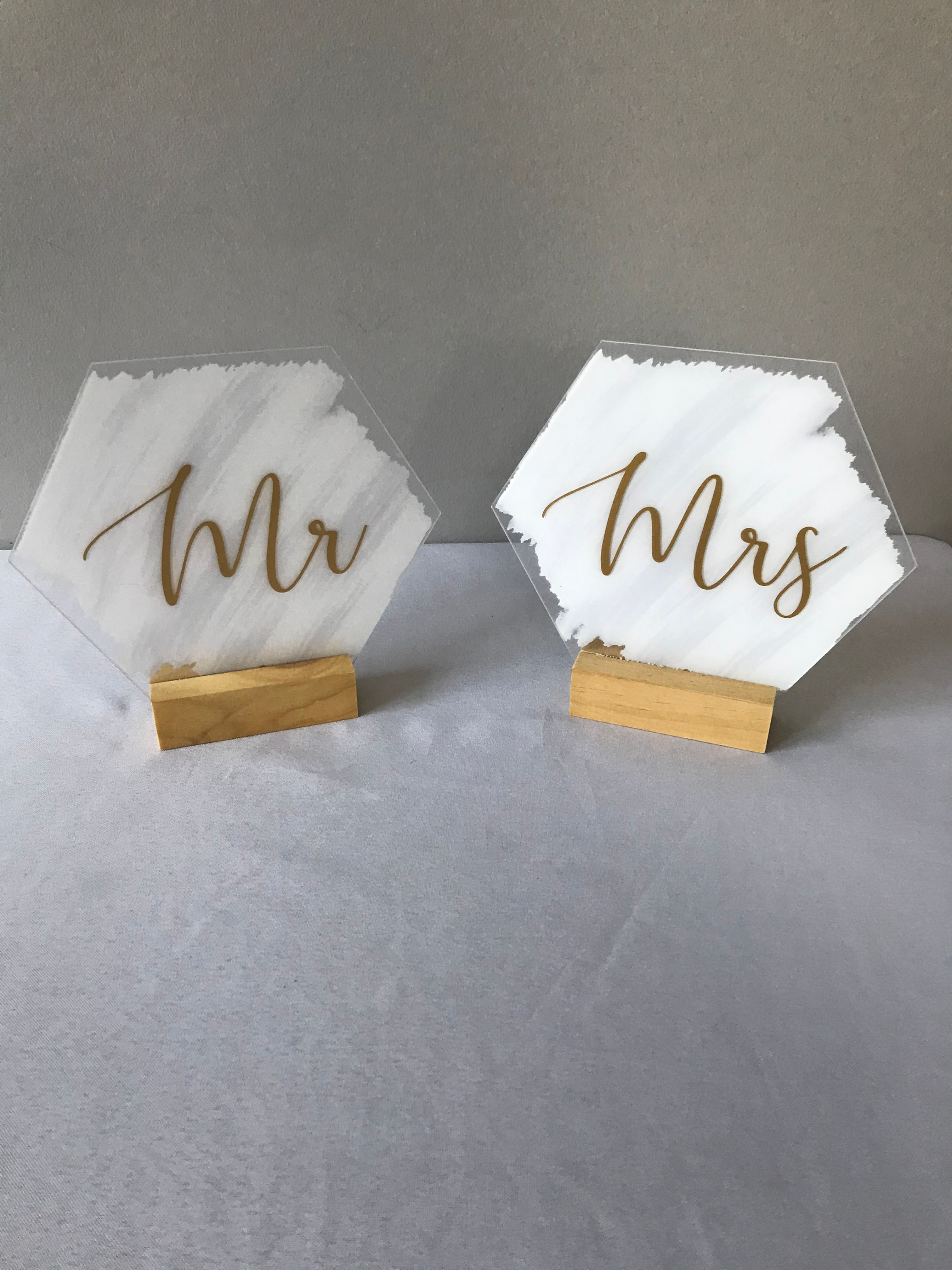 Hexagon “Mr” and “Mrs” signs