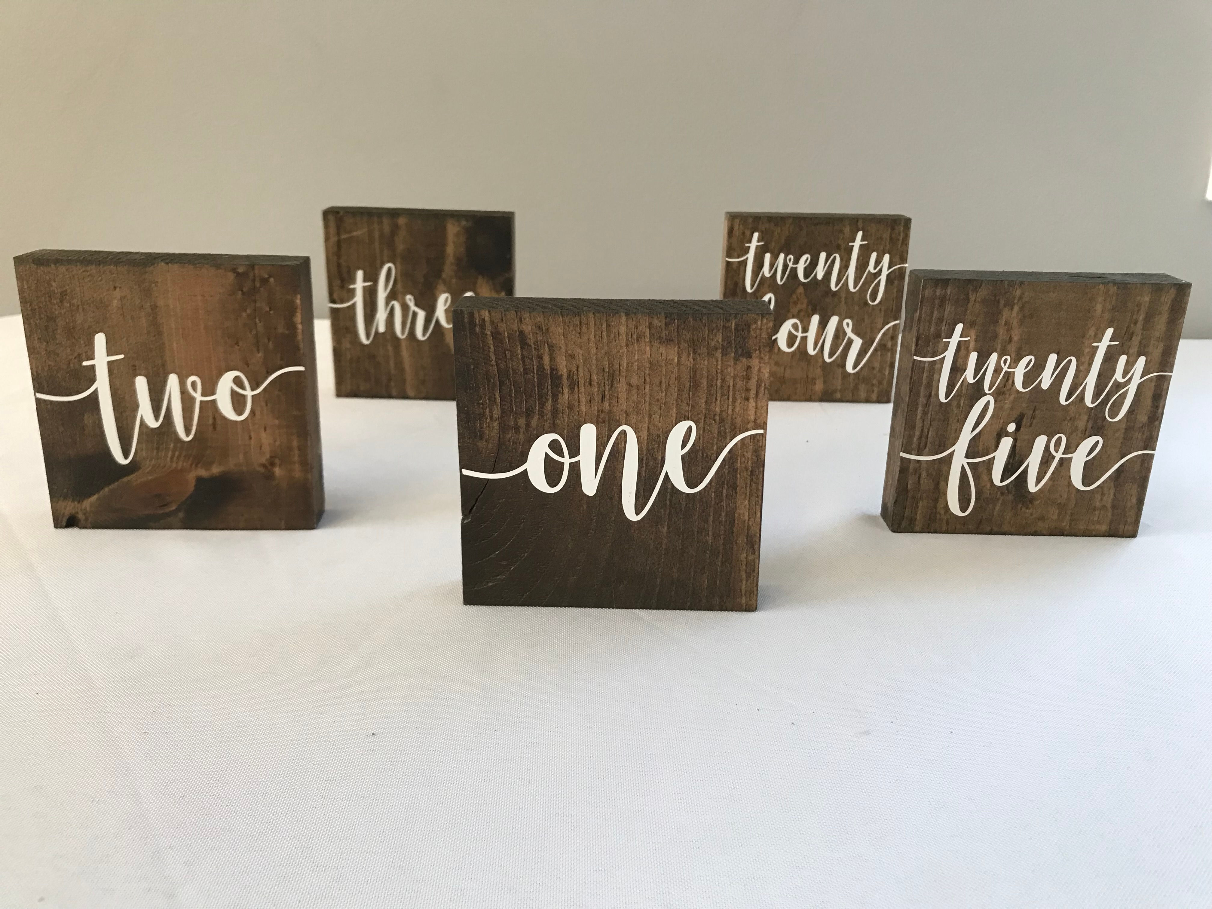 Wood Block Table Number Set