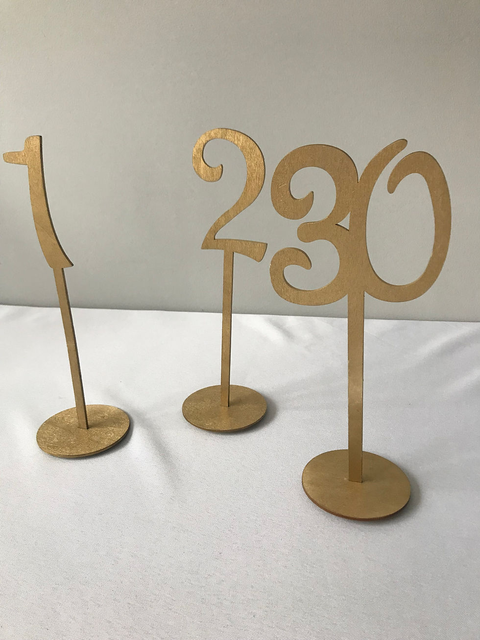 Thumbnail: Gold Stand Wood Table Number Set