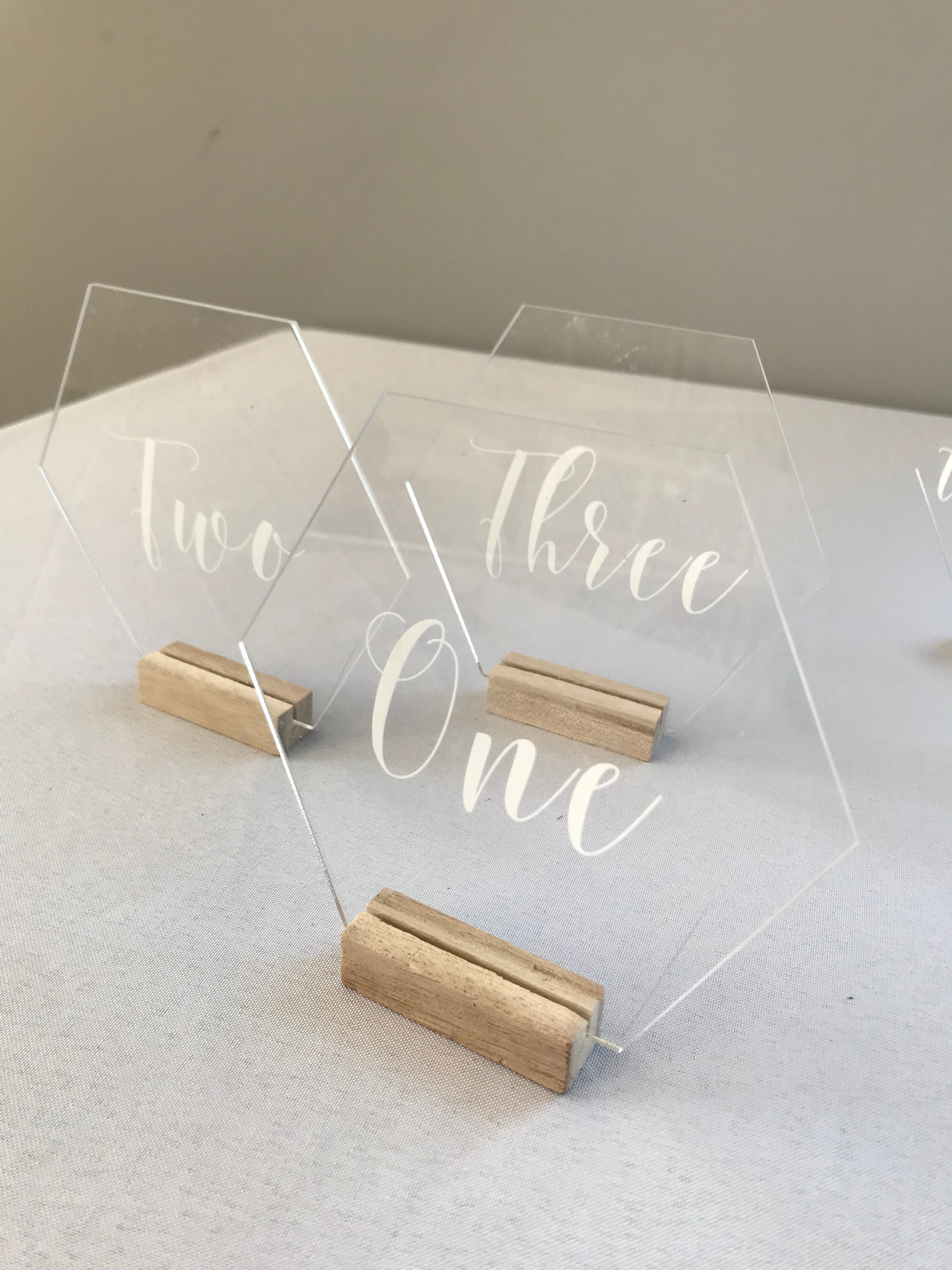 Hexagon Acrylic Table Number Set