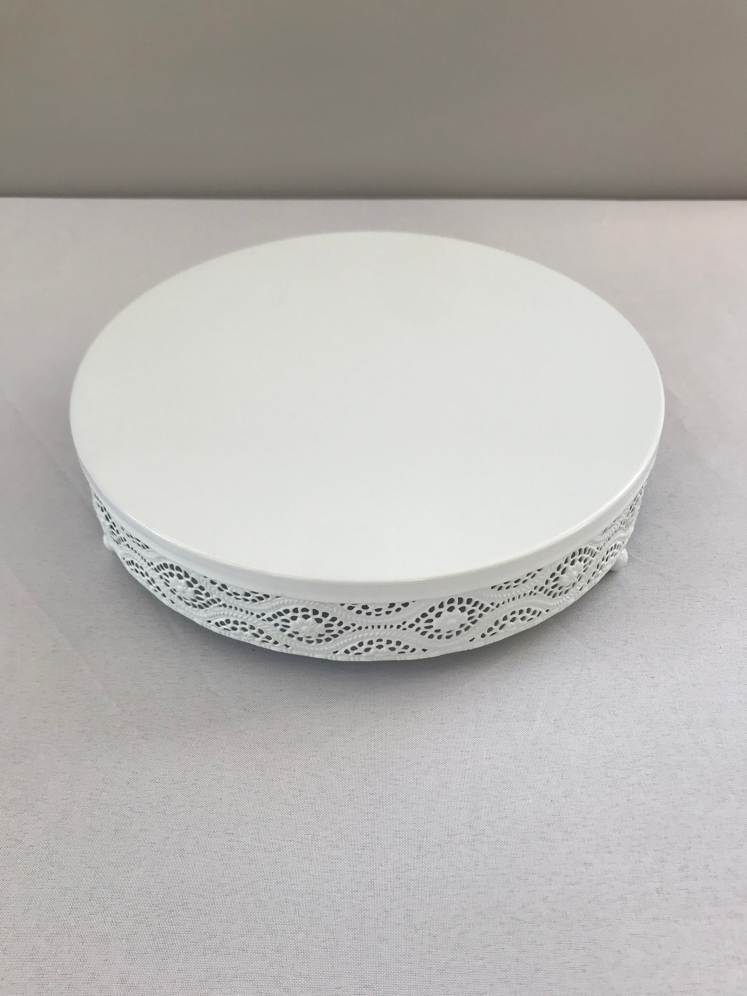 White Metal Cake Plate