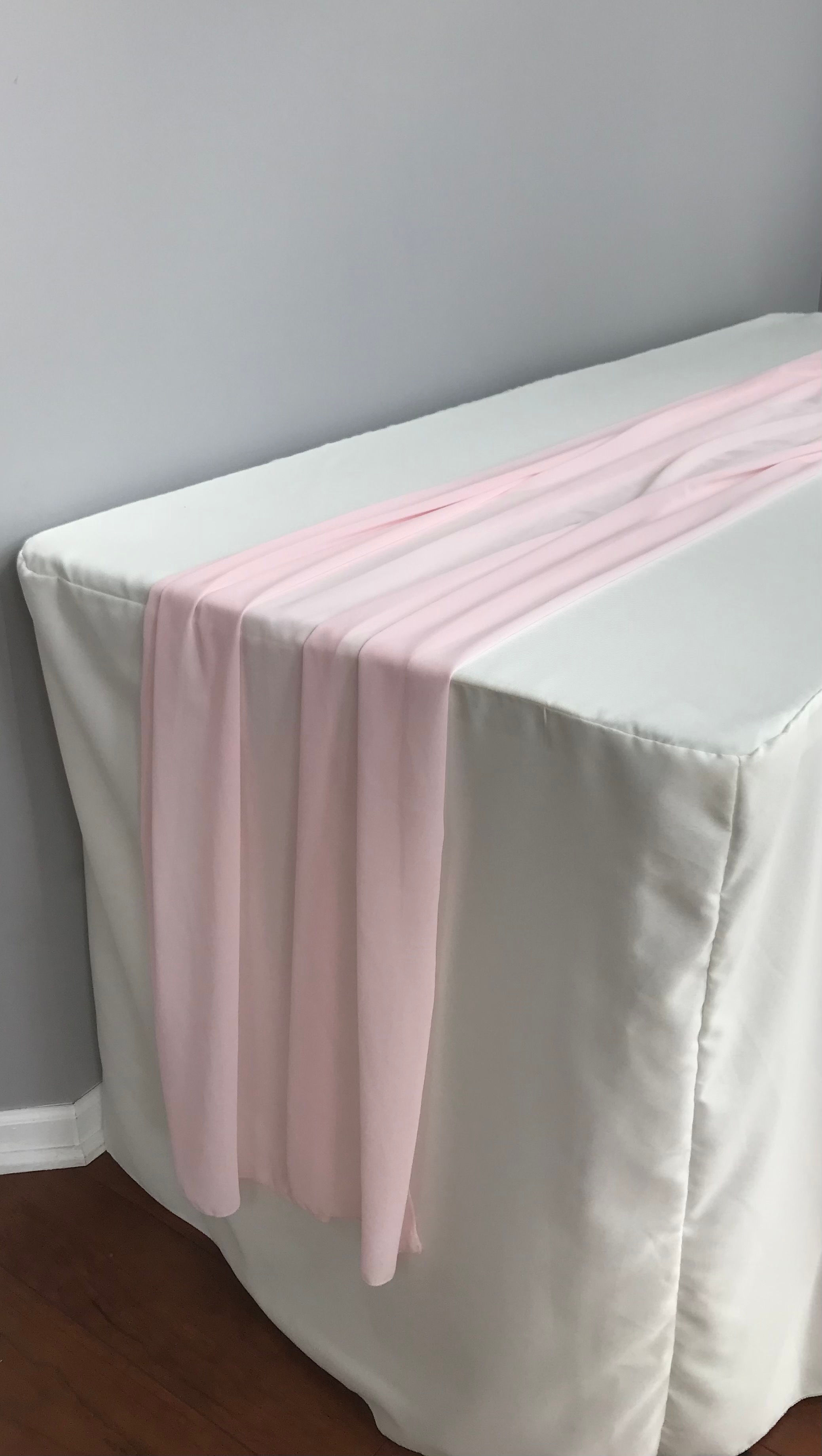 Light Pink Chiffon Table Runners - 10'