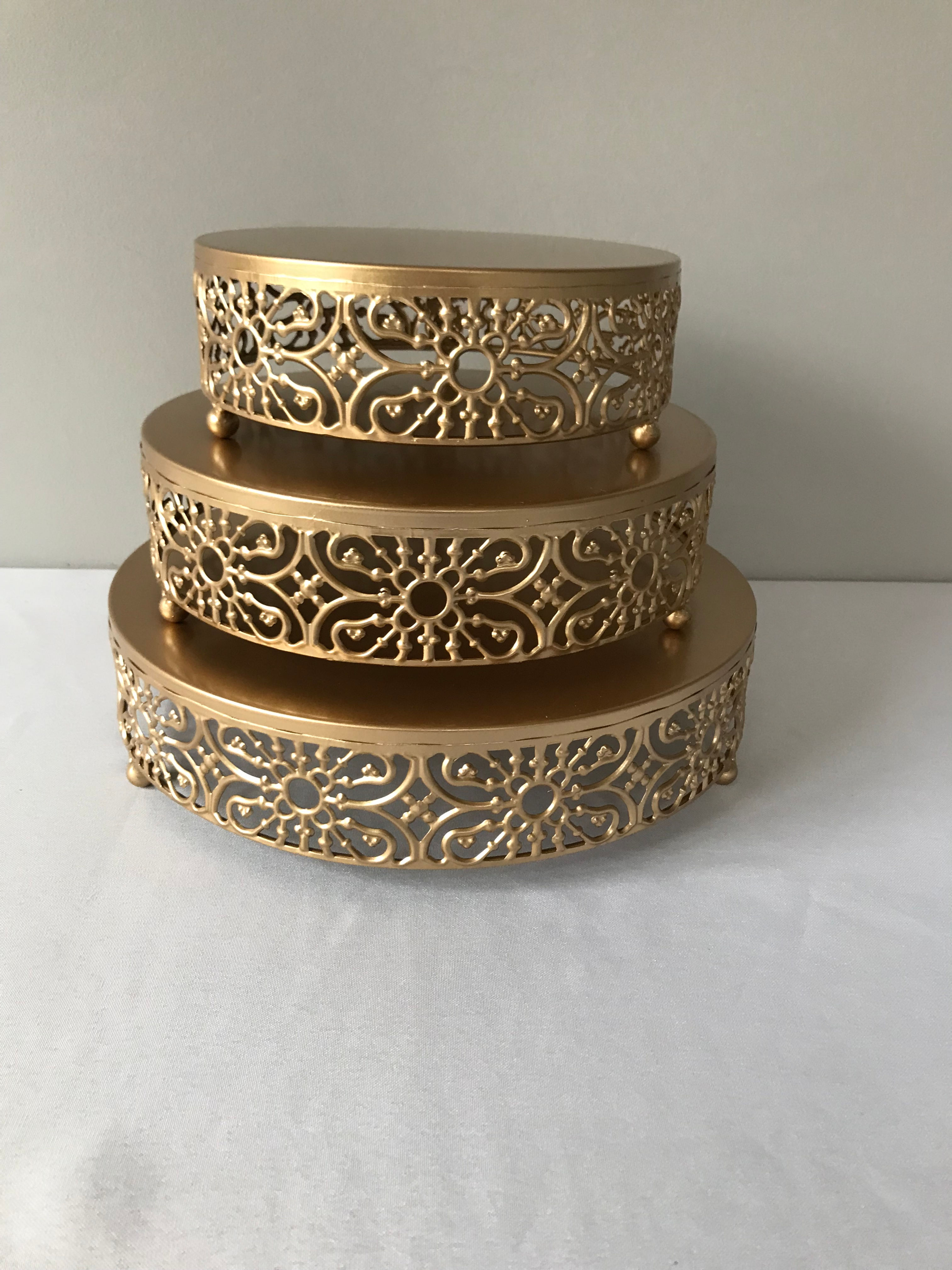 Gold Metal Cake Plate