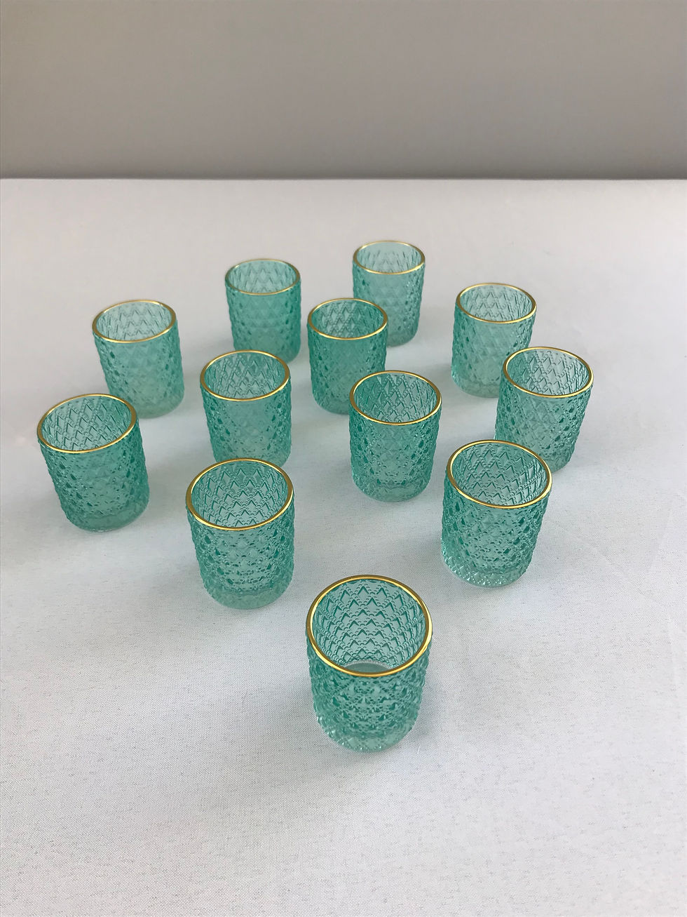 Thumbnail: Gold Rim Turquoise Votive Holder Sets